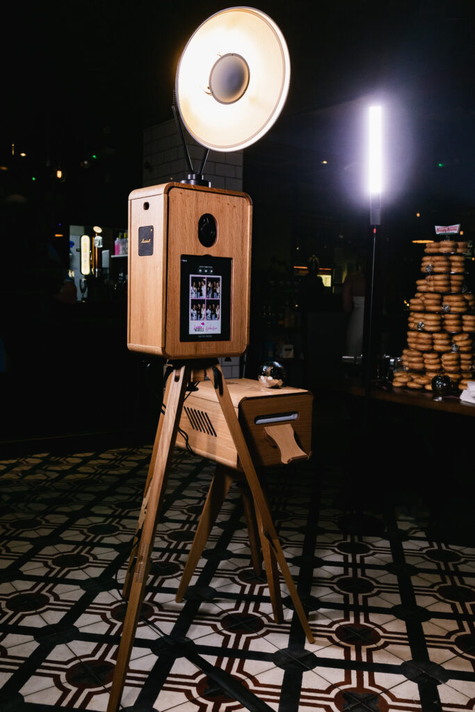 The minimalist PictureThis Glam photo booth at an evening event